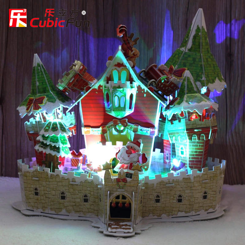 Объемный пазл - Сказочный рождественский замок, с подсветкой  